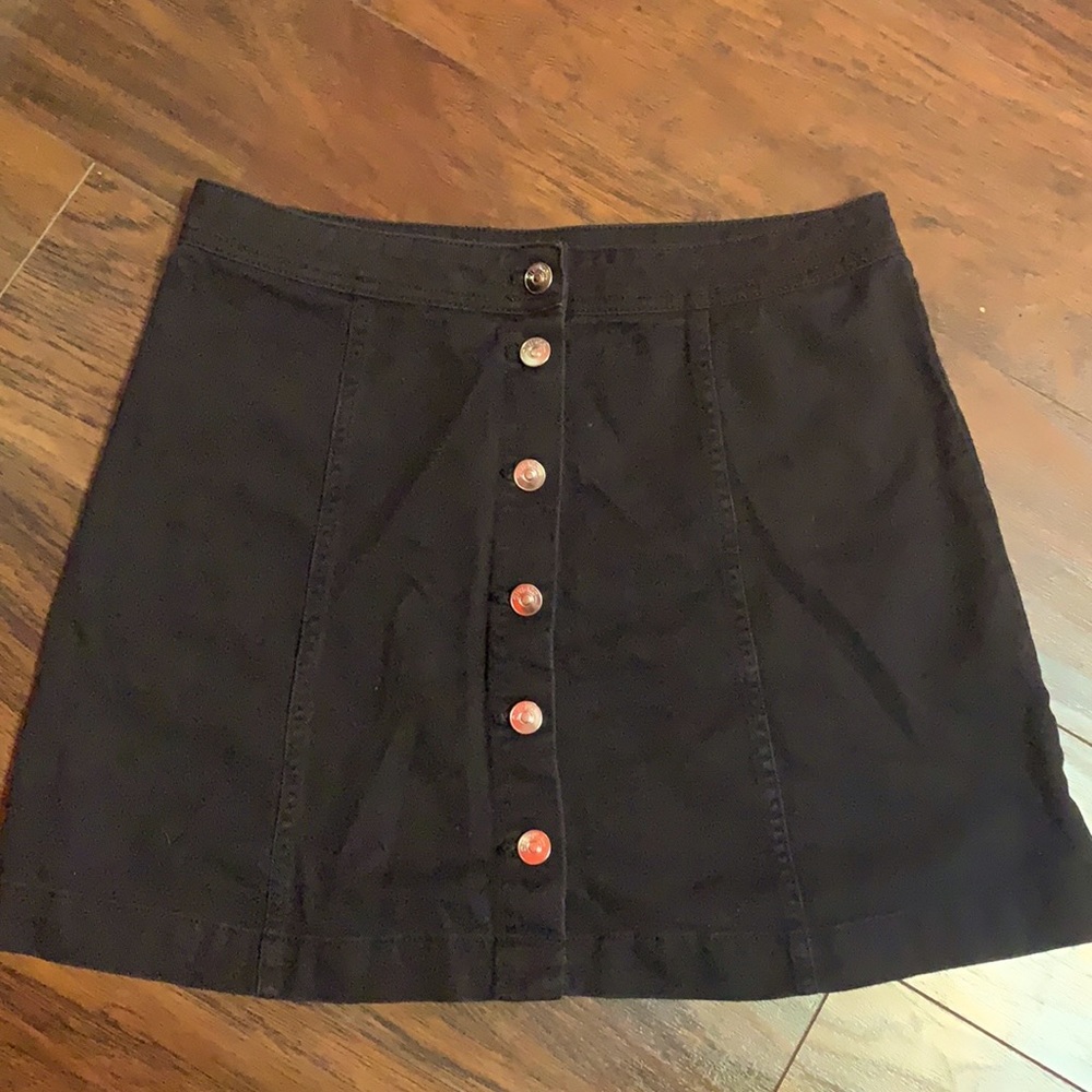Black denim skirt